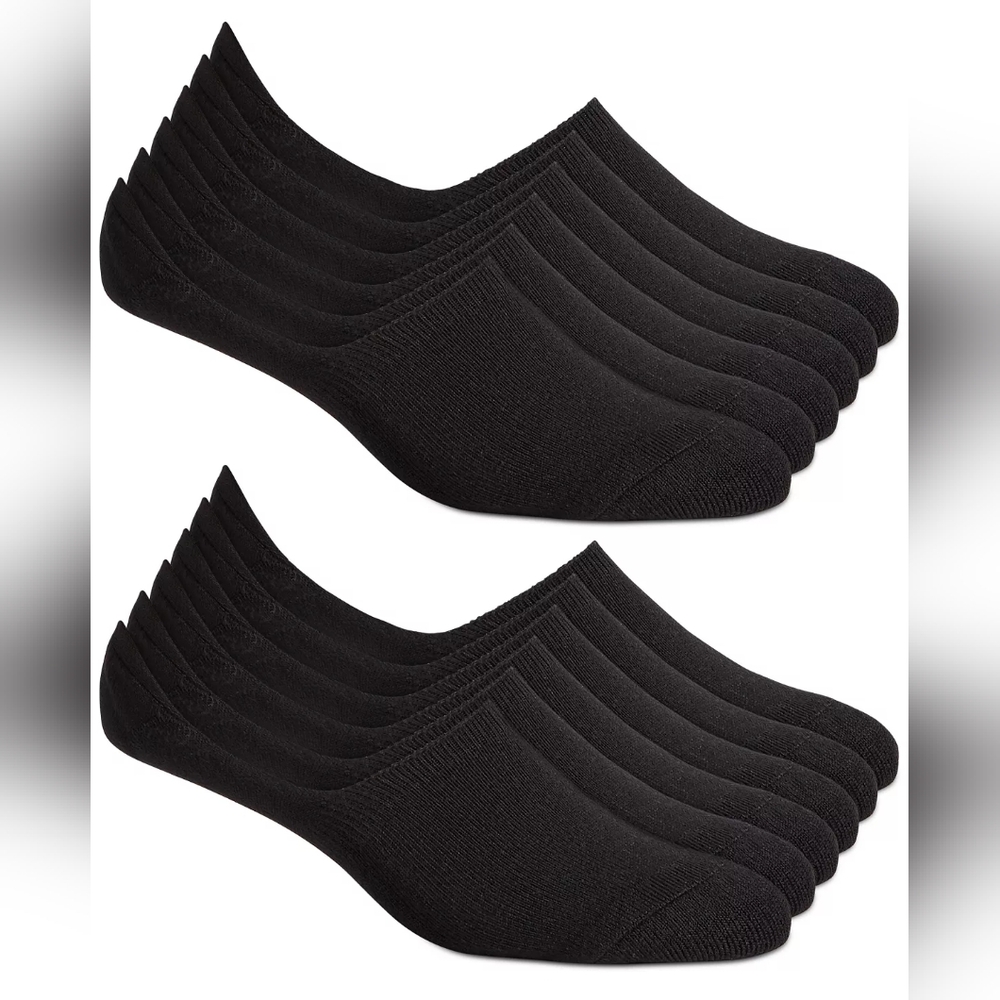Men's No Show Socks, 12 pack Black